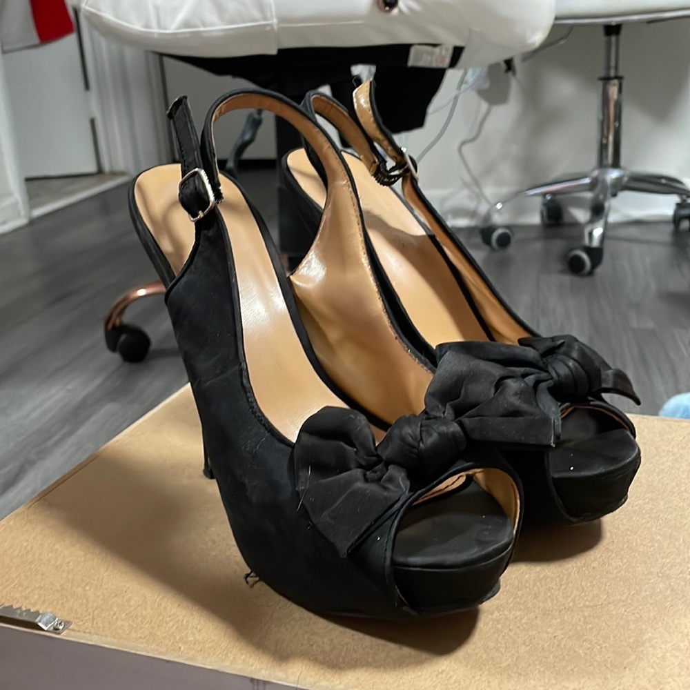 DIVA Lounge Black Strap Bowtie Heels